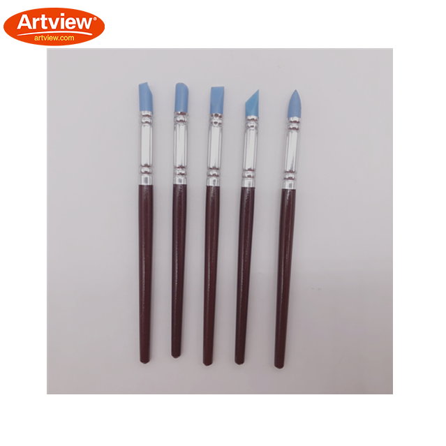 Artview5Pcs Silicone Pottery Clay Shaper Sculpture Carving Tools DIY Art Craft Supplies Sculpting Tools Cake Rubber Pen Brush Tool Set