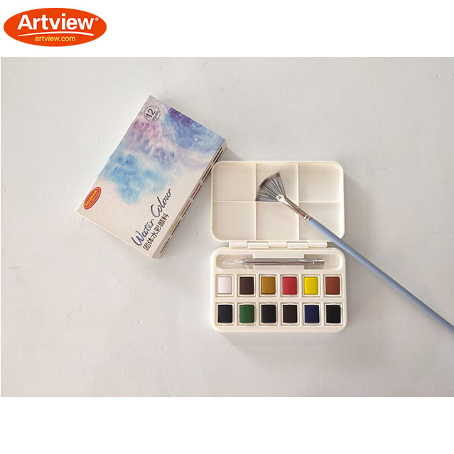 Solid Watercolor Paint Set - 12 colors